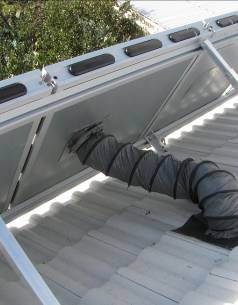 Warm air inlet duct is insulated and protected.