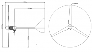 X2000L Wind Generator dimensions